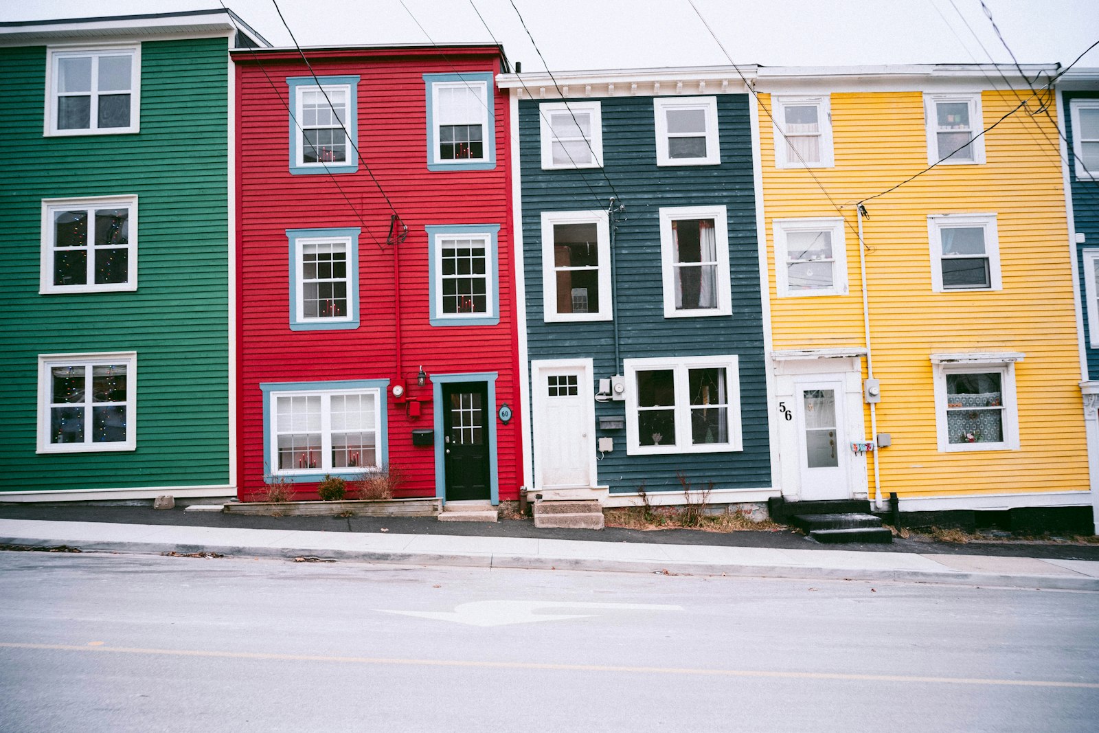 Jellybean Row colourful houses in St. John&rsquo;s, Newfoundland